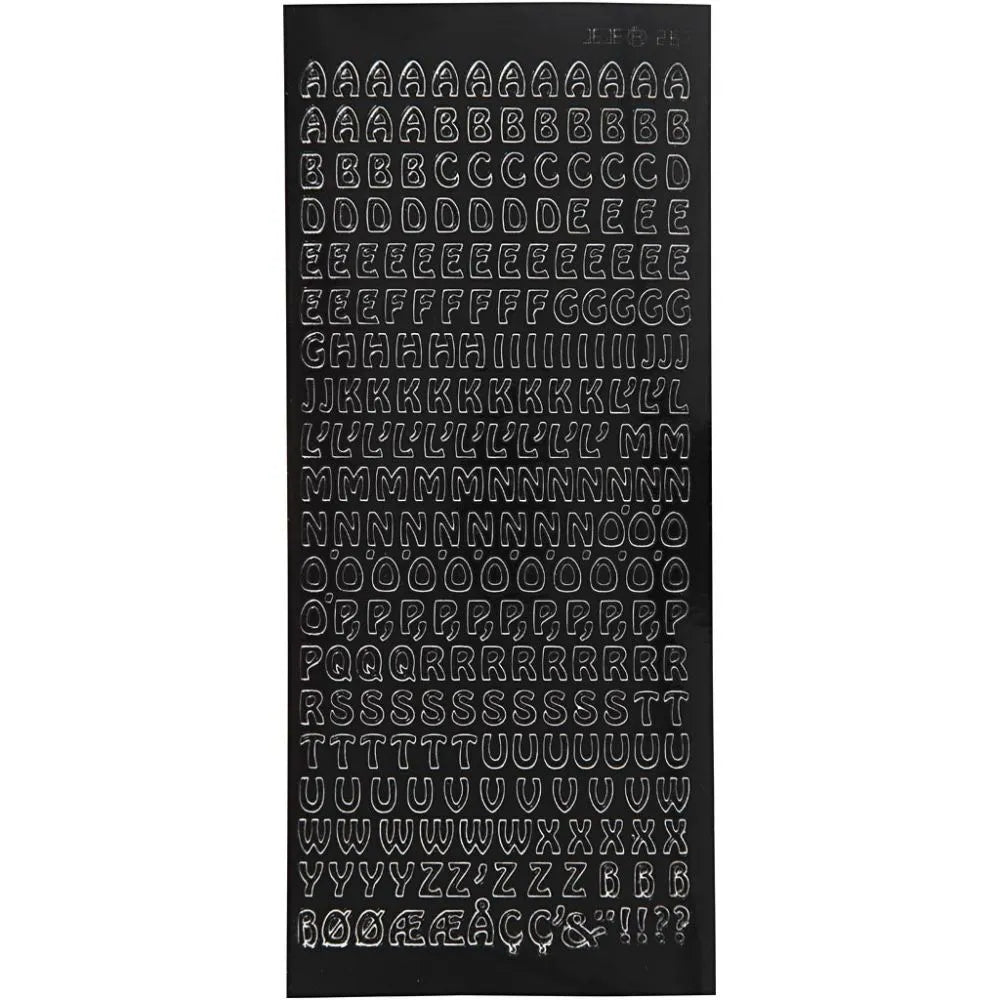 Stickers, black, smlletters, capital, 10x23 cm