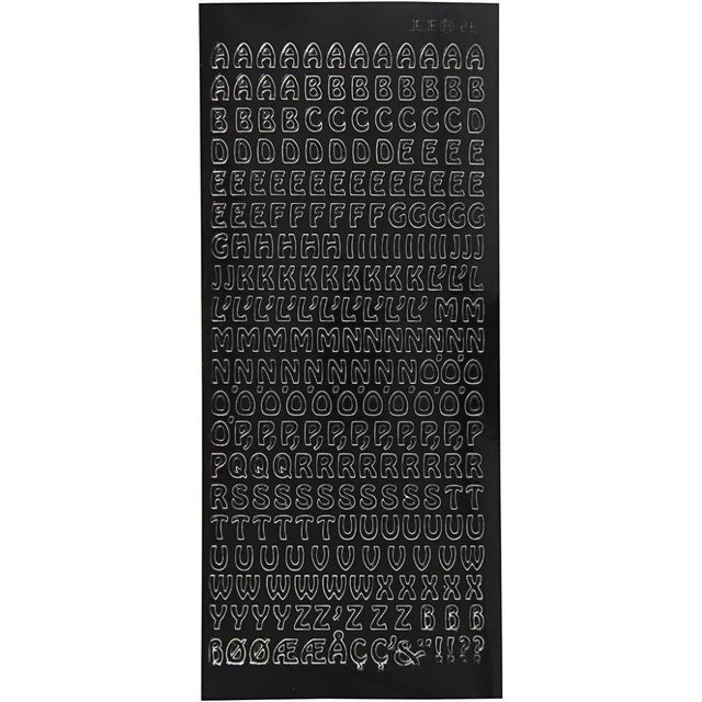 Stickers, black, smlletters, capital, 10x23 cm