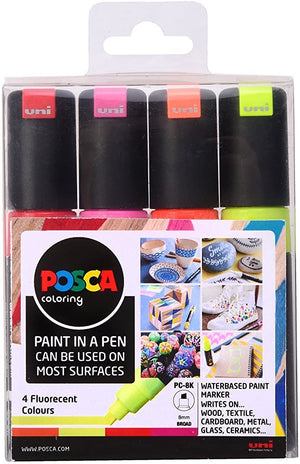 Posca Pc-8K Wallet Of 4 Fluorescent Paint Marker