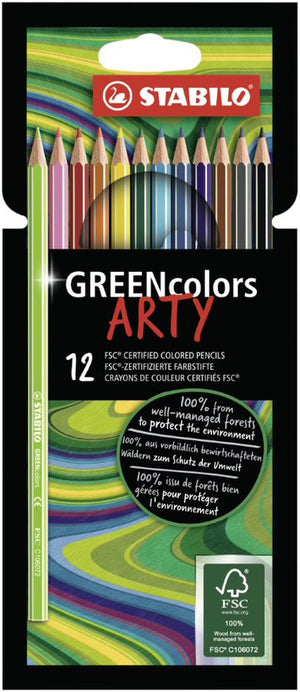 Colouring Pencil - STABILO GREENcolors ARTY - Wallet of 12 - Assorted Colours