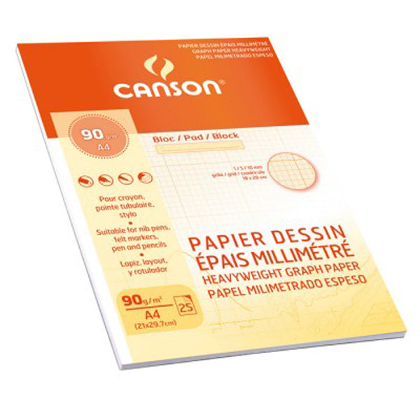 CANSON GRAPH PAPER PAD A4 90GSM