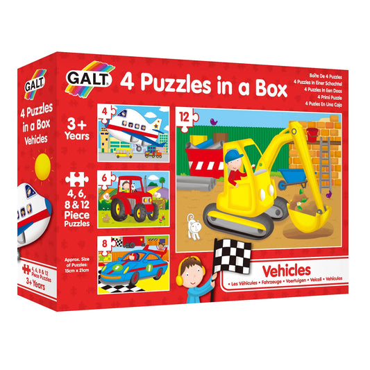 Galt 4 Puzzles in a Box - Vehicles