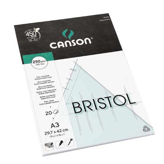 Canson - CA Bristol Drawing Pad - 250gsm A3 - 20 sheets