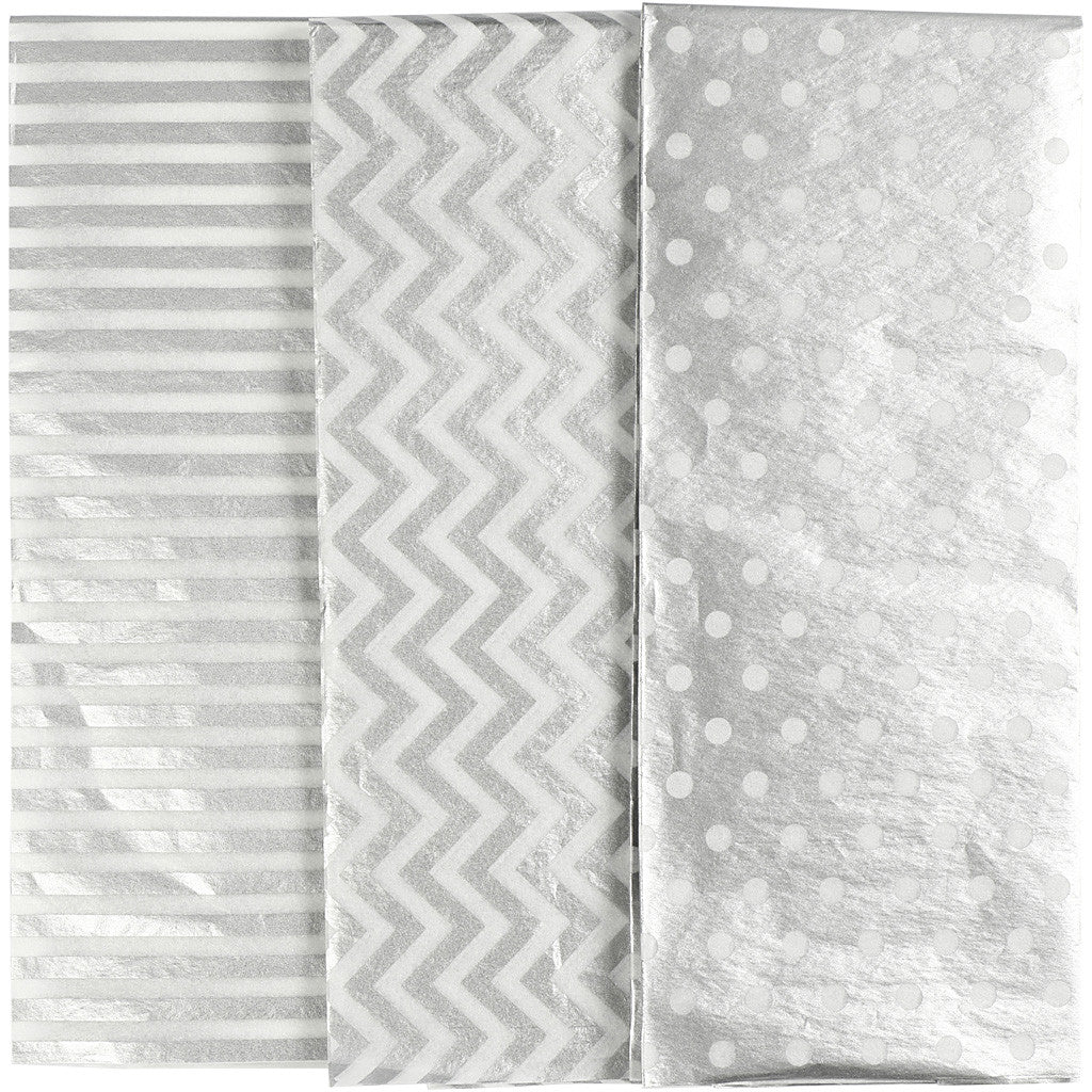 Tissue Paper 50x70 cm 17g - Silver Pattern (6 sheets)
