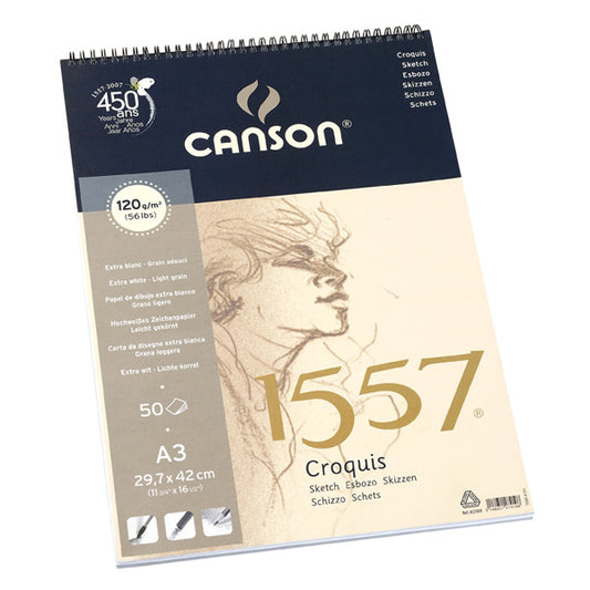 Canson - 1557 Sprial Pad - 120gsm A3 - 50 sheets