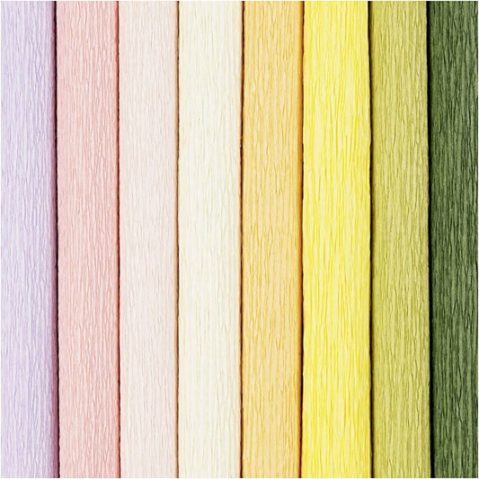Crepe Paper, pastel colours, 8 sheets