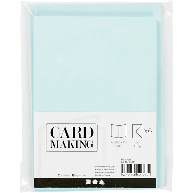 Cards/Env 6pk Light Blue