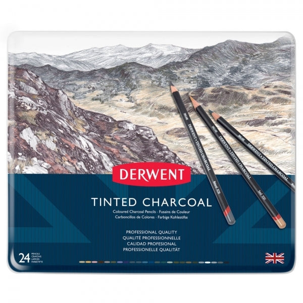 Derwent - Tinted Charcoal Pencil - 24 Tin
