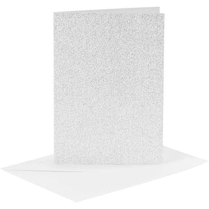 Cards/Env 6pk Silver Glitter