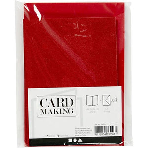 Cards/Env 6pk Red Glitter