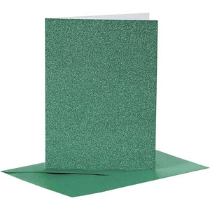 Cards/Env 6pk Green Glitter
