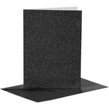 Cards & Envelopes A6 - Black Glitter (4 Set)