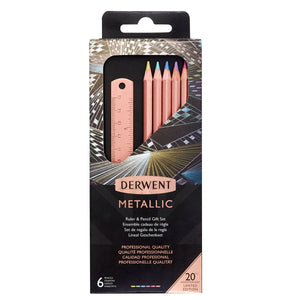 Derwent Limited Edition Copper Ruler & Metallic Pencil Set