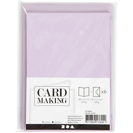 Cards/Envs Lilac card size 10.5x15 cm,