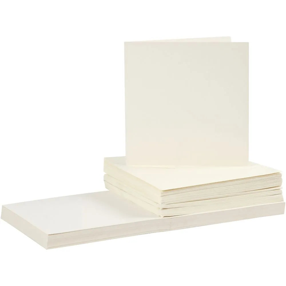 Cards & Envelope 15x15 cm - Off White (Pk.50)