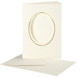 Passepartout Card & Env off-white Gold Oval