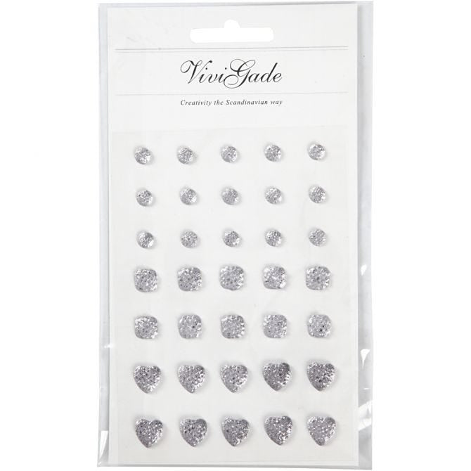 Rhinestones - Silver Round, Square, Heart
