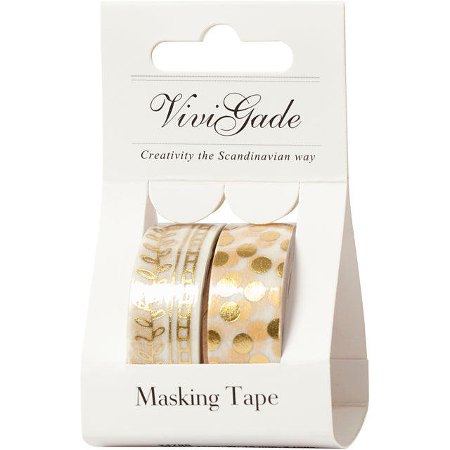 Washi Tape, W: 15 mm, 2x4 m, gold