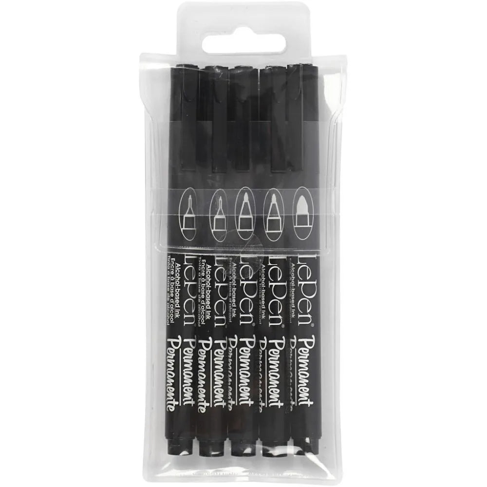 Permanent Markers Lne Width: 2x0.6+2x0.8+1.3mm (5 Pack)