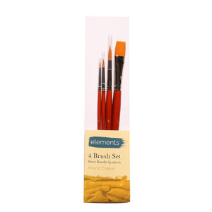 Elements Set of 4 Short Handle Acrylic Brushes