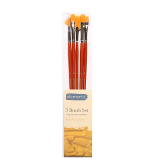 Elements Set of 5 Long Handle Acrylic Brushes