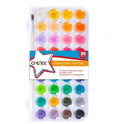 Create Watercolour Paint Pan Set (36 Set)