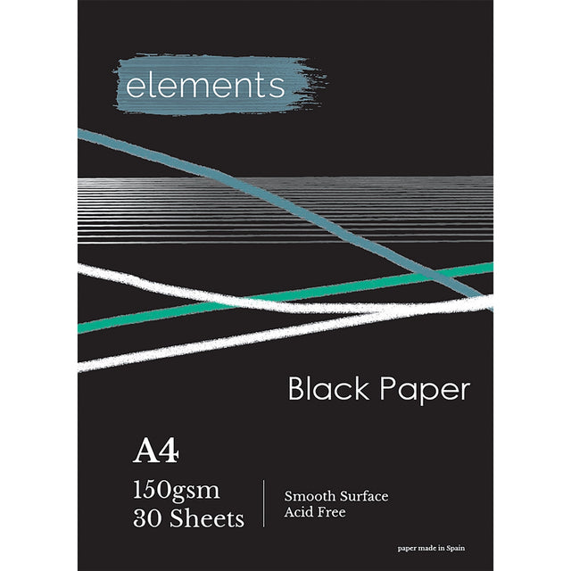 Elements 150gsm Black Paper Pad A4