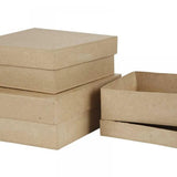 Square Boxes H: 5+6+7.5cm Size 16+18+20cm (3 Pieces)