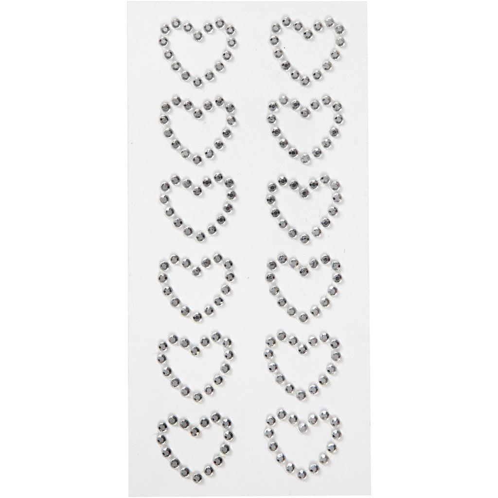 Rhinestone Hearts Adhesive 12 pcs