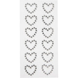 Rhinestone Hearts Adhesive 12 pcs