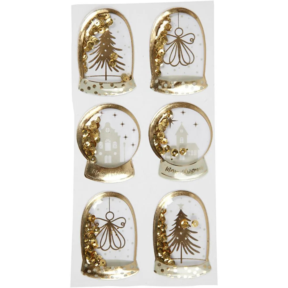 Vivi Gade Shaker Stickers - Gold Angel, Tree & Houses (6 Pieces)