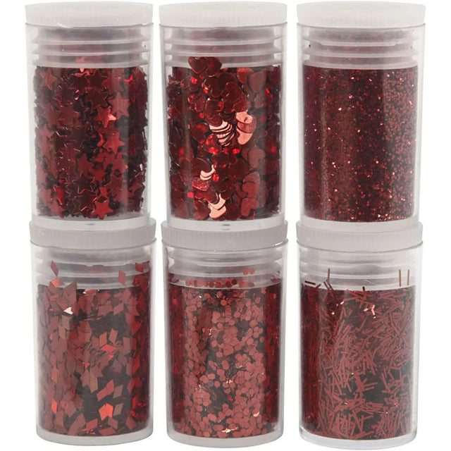 Glitter and Sequins - Red Shapes (6 Pack)