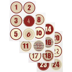 Christmas calendar number stickers, D: 4 cm, sheet