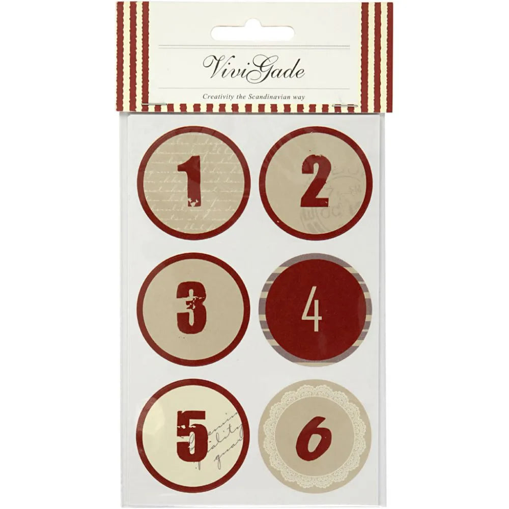 Christmas calendar number stickers, D: 4 cm, sheet