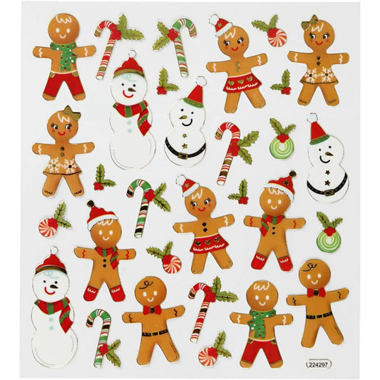 Stickers, gingerbread men and women, 15x16,5 cm, 1