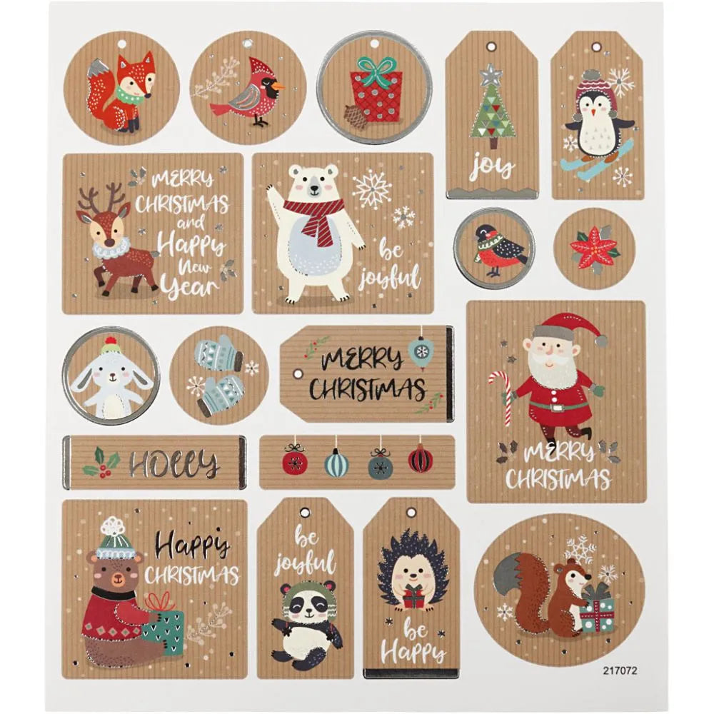 Christmas stickers with Silver Foil (1 Sheet)