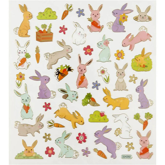 Stickers, easter bunny, 15x16,5 cm, 1 sheet