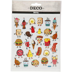 Stickers, fast food, 15x16,5 cm, 1 sheet
