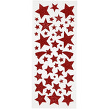 Glitter Stickers Sheets 10x24 cm - Red Stars (2 Sheets)