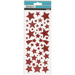 Glitter Stickers, sheet 10x24 cm, approx. 110 pc,