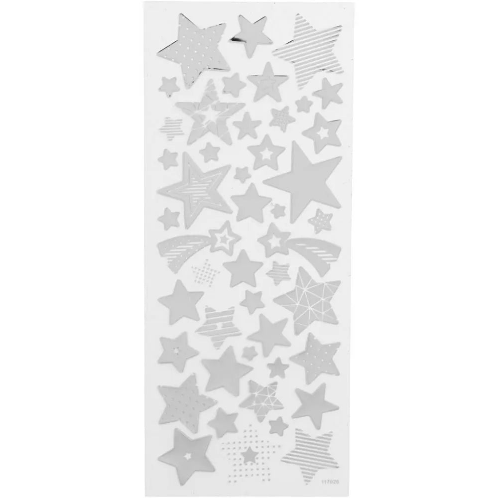 Stickers 10x24 cm 52 pc - Silver Stars