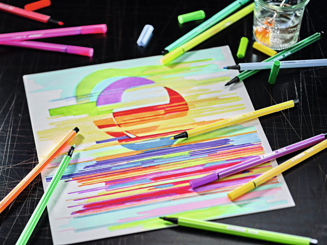 Premium Felt Tip Pen - STABILO Pen 68 ARTY - Wallet of 18 - Assorted Colours