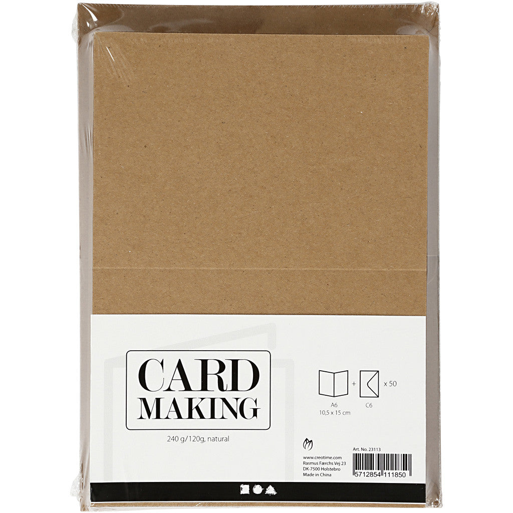 Cards/Envs Natural,Pk50 card size 10.5x15 cm