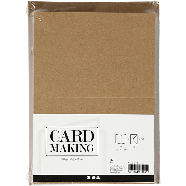 Cards/Envs Natural,Pk50 card size 10.5x15 cm