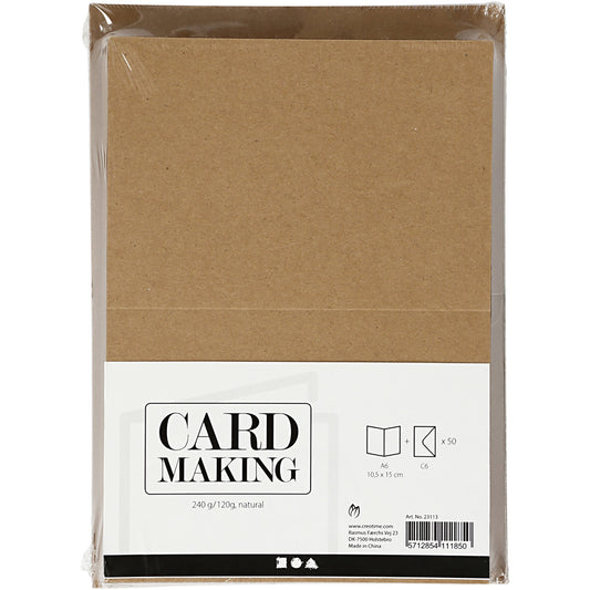 Cards/Envs Natural,Pk50 card size 10.5x15 cm