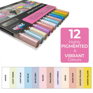 12 Acrylic Pastel Paint Pens - Medium Pastel Shade
