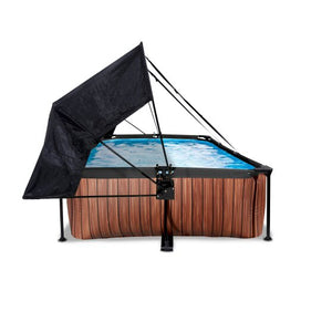 EXIT Wood pool 300x200x65cm with filter pump and canopy - brown