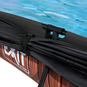 EXIT Wood pool 300x200x65cm with filter pump and canopy - brown