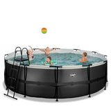 EXIT Black Leather Round Pool - 15ft x 48in (12V Sand Filter)