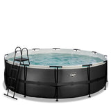 EXIT Black Leather Round Pool - 15ft x 48in (12V Sand Filter)